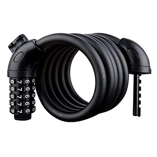 Bike Lock : Bike Lock, High Security Bicycle Lock, Bike Cable Locks With Mounting Bracket, High Strength Braided Steel & 5 Digit Resettable Combination Coiling, 1.5m / 12mm (Color : Black, Size : 12mm-1.5m) little