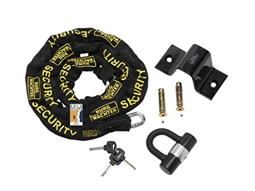 Bike Lock : Burg Wachter 1.5M Sold Secure Gold Bike Chain, Lock and Ground Anchor Kit