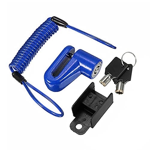 Bike Lock : CAEEKER Anti-theft Lock Electric Scooter Disc Brake Lock with Steel Wire Bicycle Mountain Bike Motorcycle disc lock Safety Theft Protect (Color : Blue)