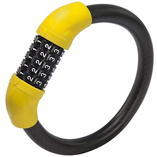 Bike Lock : CaoQuanBaiHuoDian Easy to Use No Key Required Bicycle Lock 5-digit Lock Excellent Bicycle Safety Tool Easy to Carry Durable Bicycle Lock (Color : Yellow, Size : One Size)