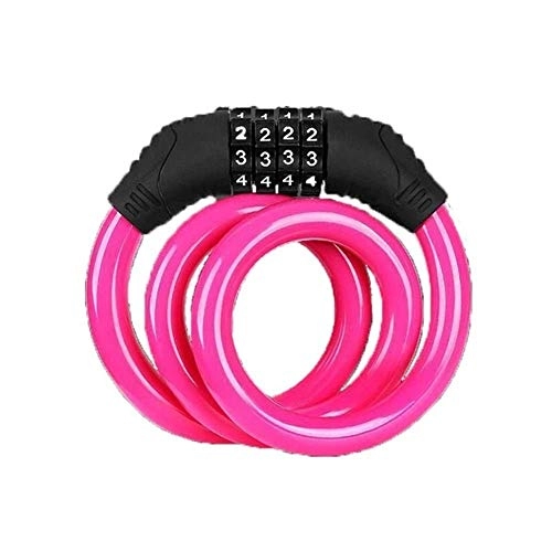 Bike Lock : DHTOMC Bicycle Lock Combination Number Code Bike Bicycle Cycle Lock 12mm By 650mm Steel Cable Chain Bicycle Accessories (Color : Green) (Color : Yellow) Xping (Color : Pink)