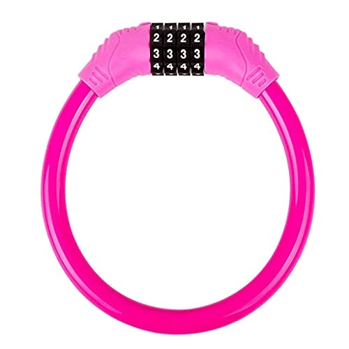 Bike Lock : DYTWXG Bicycle Lock Portable Anti-theft Road Bike Password Lock for Cycling Equipment Accessories (Color : Pink, Size : 10.5cm)