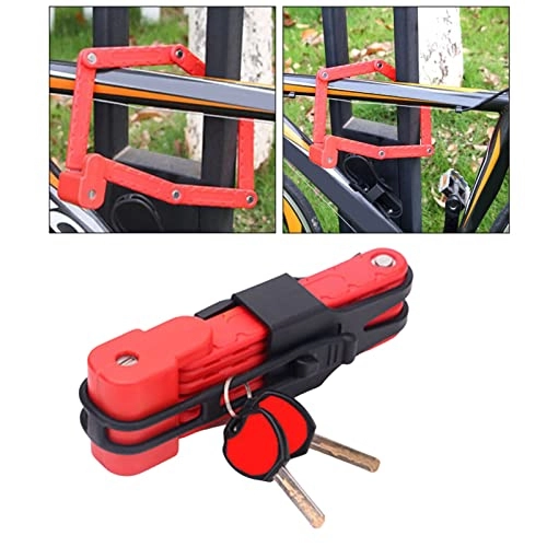 Bike Lock : ELAULA Bike Lock Security Anti-theft Password Lock Bike Locks Cycling Folding Lock Anti Theft Motorcycle Secure Bicycle Part Chain For Scooter Outdoor Acccessories (Color : Red)