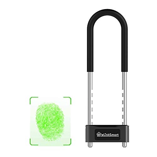 Bike Lock : eLinkSmart U Lock Fingerprint Bicycle U-Lock, Digital U Locks Office Glass Door Lock 1.8CM Anti-theft Bicycle Motorcycle Big U-lock