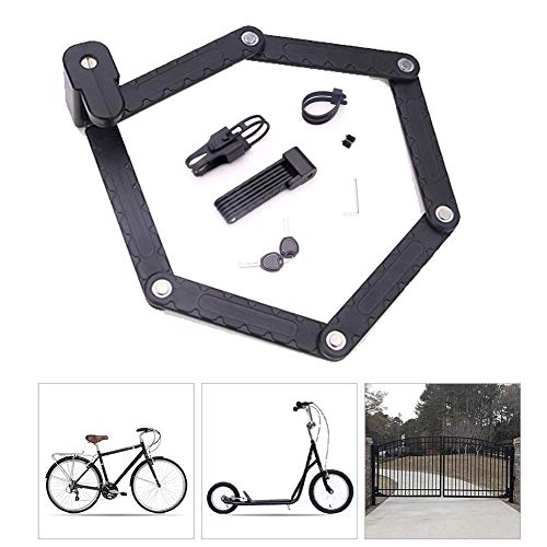 Bike Lock : Folding Bike Locks, Bike Lock Bicycle Scooter Motorcycle Folding Locks, Fold Chain Heavy Duty Alloy Steel Foldable Lock with Mounting Bracket