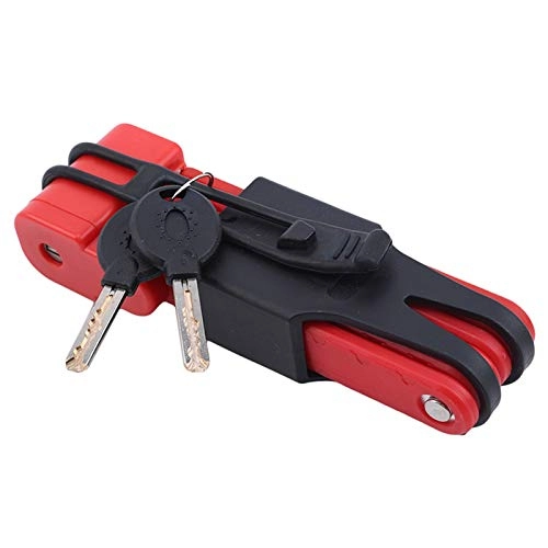 Bike Lock : GHJKBJ Bike Lock, Anti-Theft Combination Mountain Bike Riding Tools Folding Bicycle Lock Steel Portable Bike Lock Security Cable Locks (Color : Red)