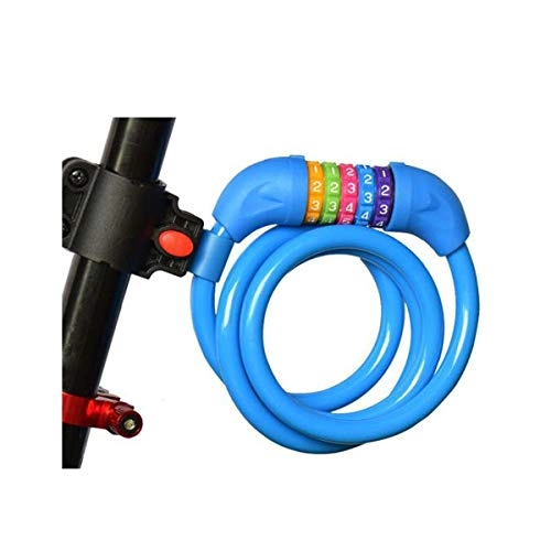 Bike Lock : HUIJUNWENTI Mountain bike lock, manganese steel lock, sturdy electric lock, anti-theft chain lock, chain lock, combination lock, blue, purple, black, pink Common style (Color : Blue, Size : 1.2m)