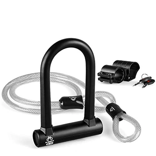 Bike Lock : KJGHJ Bike Lock Bike U Lock Anti-theft MTB Road Bike Bicycle Lock Cycling Accessories Heavy Duty Steel Security Bike Cable U-Locks Set，u Lock Mount (Color : Set)
