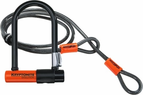 Bike Lock : Kryptonite Evolution Mini 7 Unisex Bicycle Lock - Black / Orange