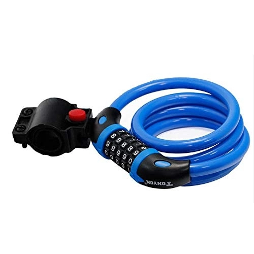 Bike Lock : Kunyun Mountain Bike Bicycle Lock Stainless Steel Password Fixed Portable Scooter Cycling Chain Lock (Color : Blue)