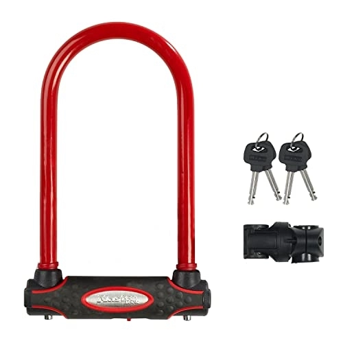 Bike Lock : MASTER LOCK Heavy Duty Bike D Lock [Key] [Universal Mounting Bracket] [Certified Bike Lock] [Police Approved] [Red] 8195EURDPROCOLR - Ideal for all Bikes, Electric Bike, Mountain Bike, Road Bike