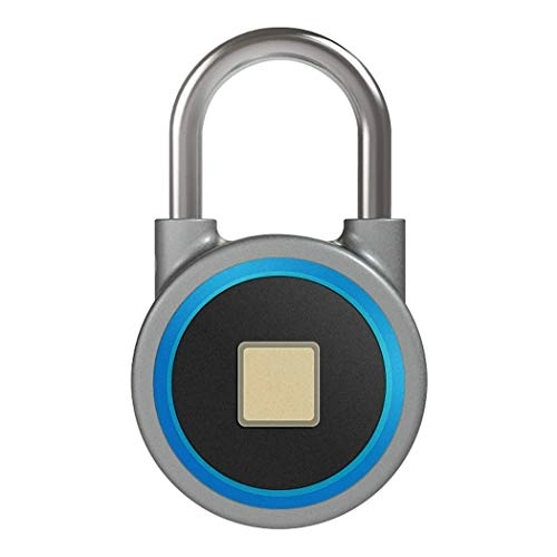 Bike Lock : Mdzz Smart Fingerprint Padlock Bluetooth Electronic Lock Gym Small Lock Bedroom Password Lock Student Dormitory Cabinet Door Lock (Color : Blue)