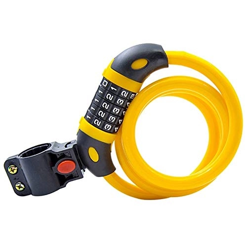 Bike Lock : N / A Anti Theft Durable Lengthen Portable Fixation Bicycle Combination Lock Bicycle (Color : Yellow)