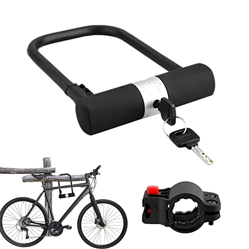 Bike Lock : PIGMANA U-Shaped Bicycle Lock, Portable Heavy-Duty Mountain Bike Anti-Theft Lock - Easy to Use High Security Steel Cycling Locks