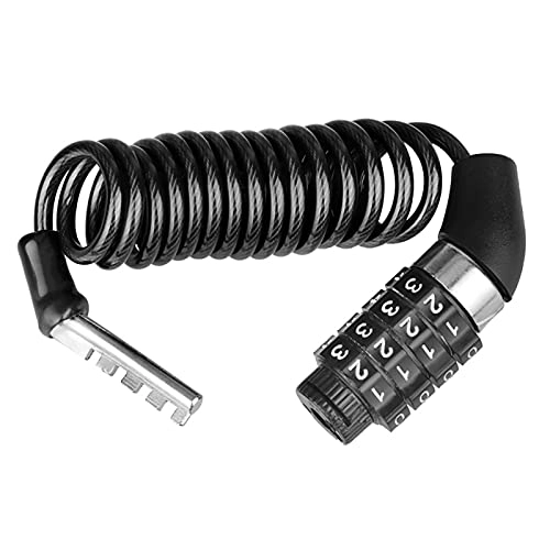 Bike Lock : Portable Anti Theft Bike Lock Bike Locks Bicycle Lock Steel Cable Chain Security Safety Password 4 Digit Anti-Theft Combination Number Code Accessories