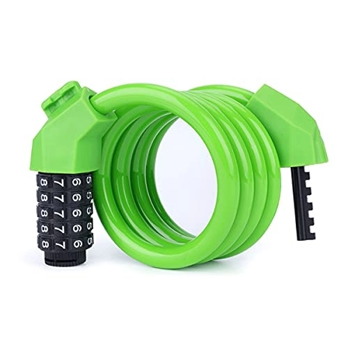 Bike Lock : PURRL Bike Lock Cable High Security 5 Digit Resettable Bicycle Combination Coiling Bike Lock with Mounting Bracket (Color : Green, Size : 12mm-1.2m) little surprise