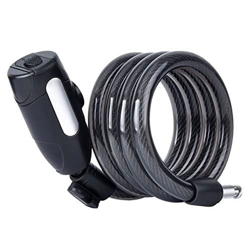 Bike Lock : PURRL Bike Lock Coiled Bike Cable Lock With Keys High Security With Mounting Bracket, For Bicycle Outdoors Heavy Duty (Color : Black, Size : 1.8m) little surprise