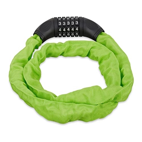 Bike Lock : Relaxdays 10026006_53, Green Bikes, 5 Digit Combination Lock & Chain for Security, Bicycle Lock, Steel