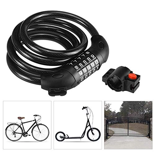 Bike Lock : SGSG Bike Lock Combination 5 digit Bicycle Chain Lock High Security Bike Locks with Mounting Bracket, Anti-theft Locks Universal for Bicycle Outdoors Motorbike Gate Fence Garage