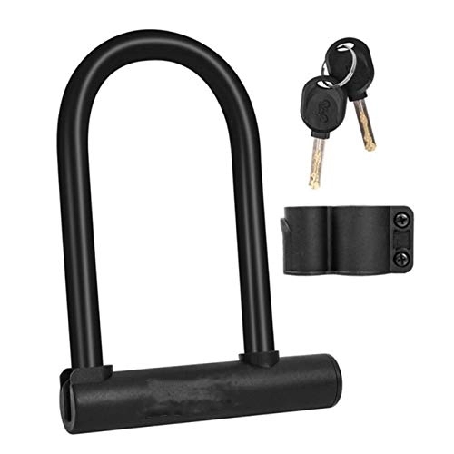 Bike Lock : U-Locks Bicycle Locker Cycling Safety Bike U Lock Steel Universal Type MTB Road Bike Cable Anti-theft Heavy Duty Lock U-Lock (Color : Black)