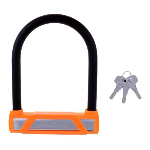 Bike Lock : U-Locks U-Lock Shackle 16x21cm Road Bike Bicycle Moped Security Lock W / 3 Key Anti-Theft U-Lock (Color : Orange)