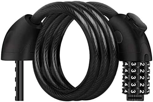 Bike Lock : UPPVTE 5-Digit Code Bicycle Lock, Anti-Theft Combination Bicycle Steel Cable Lock For Motorcycles Bicycles Fences Doors Motorcycle Lock Cycling Locks (Color : Black, Size : 125cm)