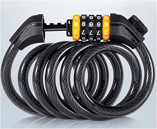 Bike Lock : UPPVTE Anti-Theft Safety Password Bicycle Locks, for Scooter Motorcycle Bike Accessories Bike Cable Lock Mountain Bike Road Bike Lock Cycling Locks (Color : Black, Size : 120x1.2cm)
