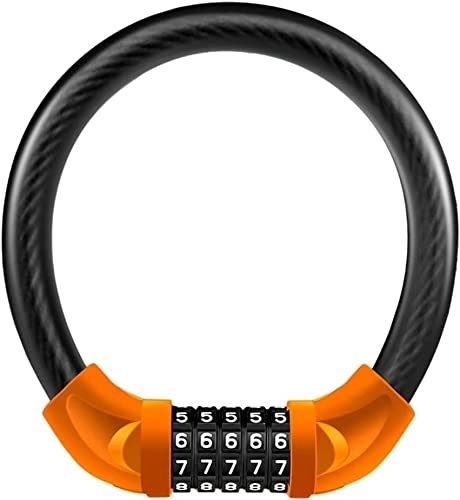 Bike Lock : UPPVTE Bicycle Lock, Bold 18mm Portable 5-Digit Combination Steel Cable Ring Anti-Theft Alloy Lock for Heavy Motorcycles, Mountain Bike Cycling Locks (Color : Orange, Size : 21.5 * 19.5cm)