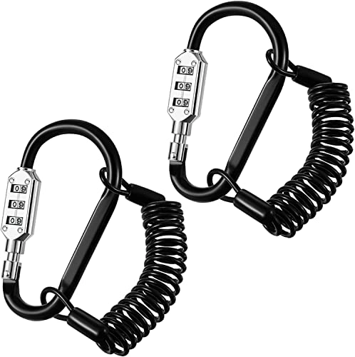 Bike Lock : UPPVTE Motorcycle Helmet Lock, Retractable Resettable Combination Universal Security Combination Lock for Bicycle Mountain Bike Cycling Locks (Color : Black, Size : 1.5 m (4.92 ft) 2PACK)