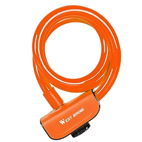 Bike Lock : WSS Shoes bicycle lock Anti-Theft Cable Bike Lock MTB Road Bike Motorcycle Bicycle Lock Bike Locker 0cm Length Bicycle Lock With Mount-black Bike lock (Color : Orange)