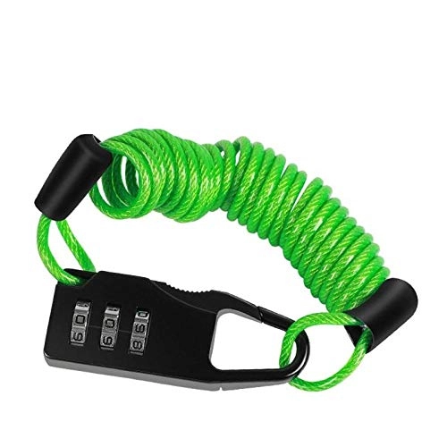 Bike Lock : WSS Shoes bicycle lock Bicycle Lock Anti-theft Mini Helmet Lock Motorcycle Cycling Scooter Combination Password Safety Cable Lock-White lock Bike lock (Color : Green)