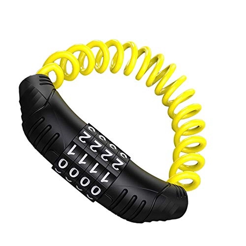 Bike Lock : WSS Shoes bicycle lock Bike Helmet Small Password Lock Anti Theft Cable Lock-yellow Bike lock (Color : Yellow)