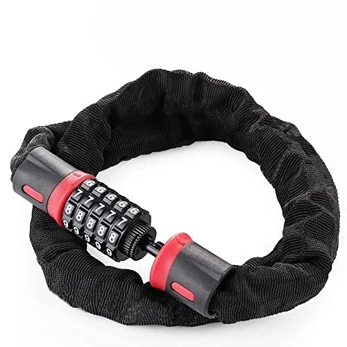 Bike Lock : WSS Shoes Bicycle lock electric vehicle motorcycle chain lock bicycle anti-theft car lock battery car iron chain lock chain password lock (Color : Red, Size : 1.5m)
