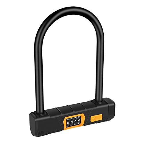 Bike Lock : WSZMD U lock 4 Digit Code Combination Heavy Duty Bicycle U Lock Bike Safety High Strength Lock Alloy Steel With PVC Shell Also For Motorbike，bike U Lock bike u lock (Color : Black)