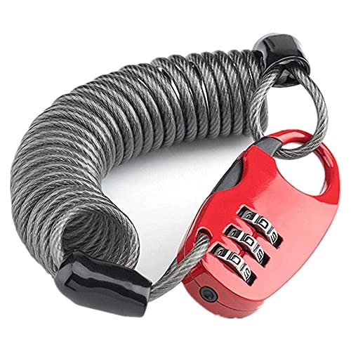 Bike Lock : XIEZI Bicycle Bassword Lock Steel Cable Lock / Bicycle Helmet Lock Password Lock / Electric Car Motorcycle Anti-Theft Lock / Portable Steel Wire Lock-Red