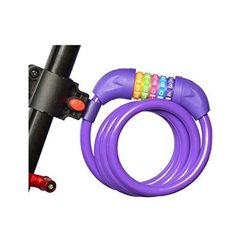 Bike Lock : YXHUI Mountain bike lock, manganese steel lock, sturdy electric lock, anti-theft chain lock, chain lock, combination lock, blue, purple, black, pink Good mood, good life