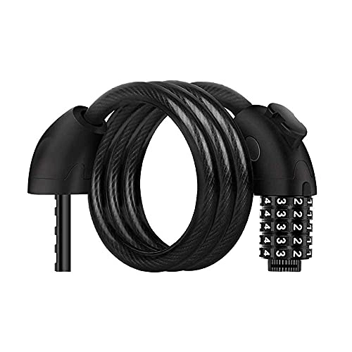 Bike Lock : Yxxc Foldable Bike Cable Lock, 5-digit Code Anti-theft Combination Bicycle Steel Cable Lock High Security, Suitable for Motorcycles, Bicycles, Fences, Doors (Size : 180cm)