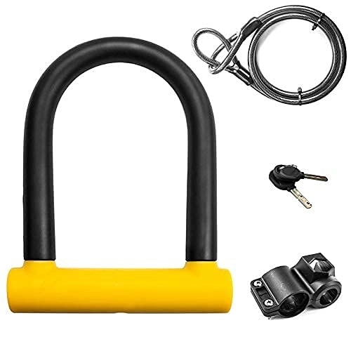 Bike Lock : Yxxc Gate Bike U Lock, Security Anti-theft Lock for Mountain Bicycle Motorbike, Includes 2 Keys, Mounting Bracket and Steel Cable Security