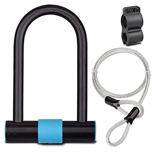 Bike Lock : Yxxc Gate Bike U Lock, Security Pick-resistant Lock for Mountain Bicycle Motorbike, Includes 2 Keys, Mounting Bracket and Steel Cable Security