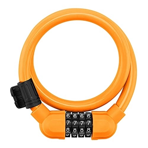 Bike Lock : ZHANGLE Universal Motorcycle Bicycle Security Lock with Lock Bracket Mountain Bike Steel Cable Padlock Cycling Accessories (Color : Orange)