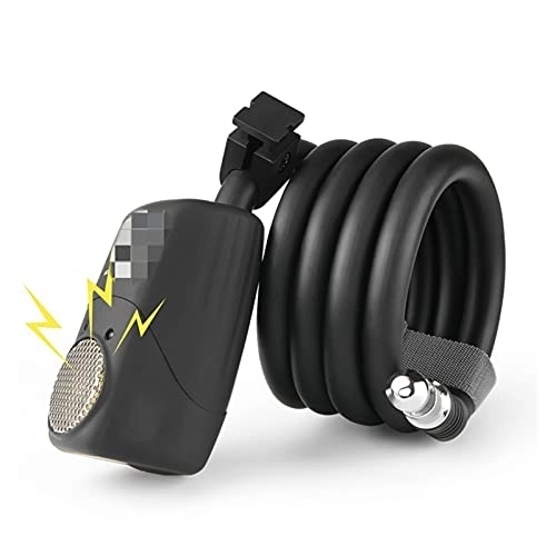 Bike Lock : ZHANGQI jiejie store Bike Lock 110dB Bicycle Electronic Alarm Lock Cycling Bike Steel Cable Lock Anti-Theft Bike Locker Road Bike Safe Wire Lock (Color : Black)