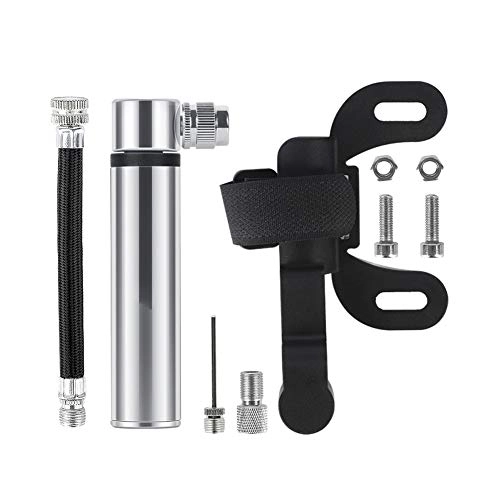 Bike Pump : Bike Pumps, Bicycle Pump With 120 PSI, Mini Bike Pump Portable Quick & Easy To Use, Football Pump Needles and Frame Mount Fits Presta &Schrader Valve, Bicycle Tyre Pump for Road, Mountain and BMX, Silver
