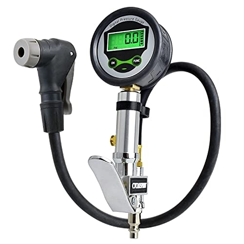 Bike Pump : Digital Bicycle Tire Inflator Gauge with Auto-Select Valve Type - Presta and Schrader Air Compressor Tool