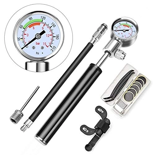 Bike Pump : Eastbride Portable high-pressure pump, self-pump with air pressure gauge, tire-free tire repair box, bicycle frame, Fits Presta & Schrader Valve