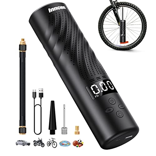 Bike Pump : Electric Bike Pump, Cordless Tyre Inflator Portable Air Compressor Air Pump Rechargeable 150 PSI Auto-Off, as LED Light and Power Bank, Electric Pump for Cars Tyres, Motorbikes, Balls and All Bikes