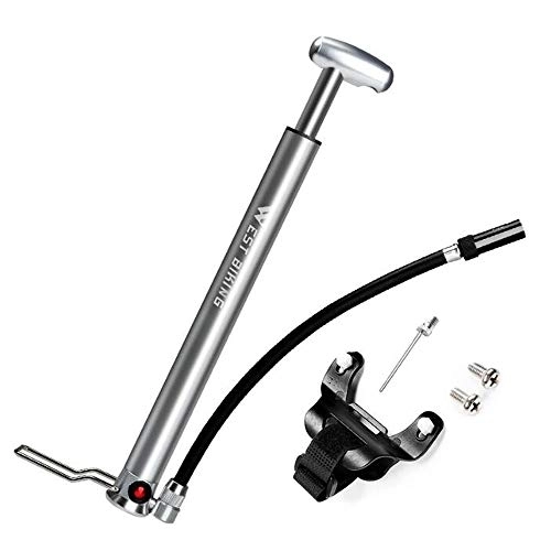 Bike Pump : Eyand Silver Silver Portable Bike Pump - 160PSI Cycling Floor Pumps Fits Presta Schrader Valve, Aluminium Alloy Cycling Frame-Mounted Pumps with Ball Needle and Inflation Cone