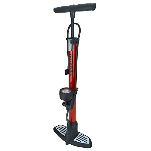 Bike Pump : Faithfull FAIAUHPUMP High Pressure Floor Pump includes additional adpators and clips for storage. Max 160psi