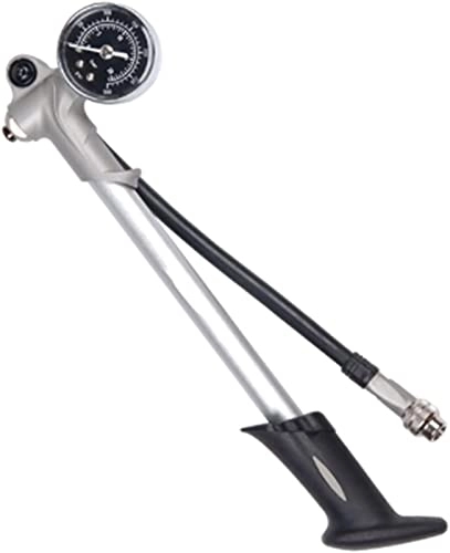 Bike Pump : FCPLLTR 300PSI Air Supply Inflator Bicycle Pump To Inflate Fork Shock Fits With Psi / bar Gauge Bleeder Foldable Hose GS02D (Color : Black) (Color : Silver)