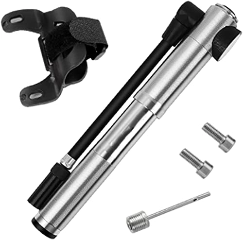 Bike Pump : FCPLLTR Bike Pump 300 PSI Cycling Tire Inflator Fork Hose MTB Road Portable Bicycle Pump (Color : Silver WithHose) (Color : Silver Withhose)