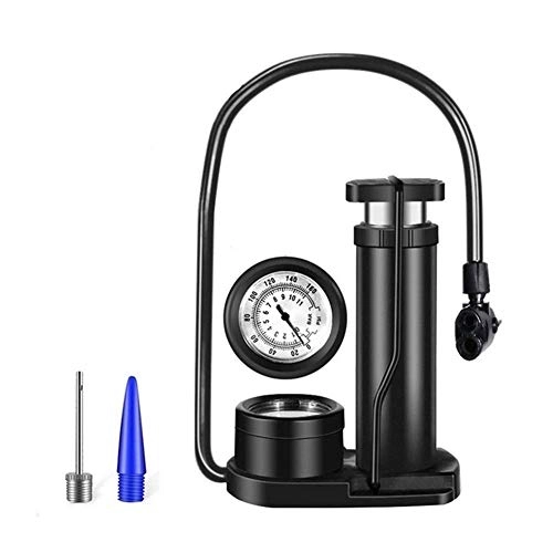 Bike Pump : Foot Pump Tyre Inflator Portable Mini Bicycle With Pressure Gauge For Valves Aluminum Alloy Bike Pump Bicycle Accessories (Color : Black)